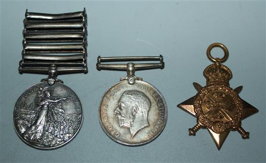 3 x medals including South Africa and WWI to E. Coates